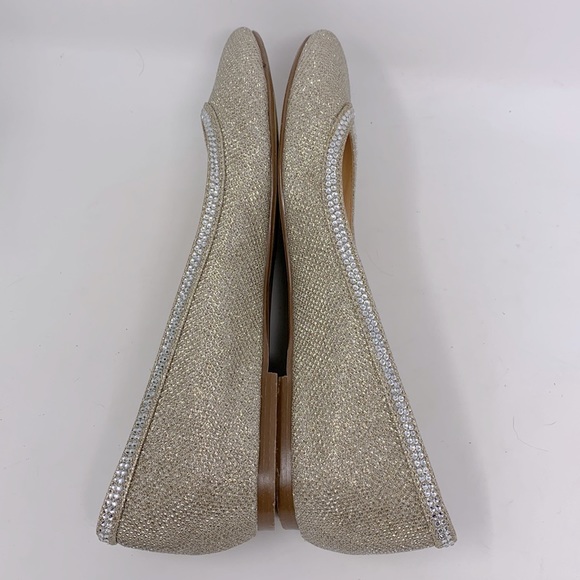 Badgley Mischka American Glamour Women’s Sparkly Gold Rhinestone Slip On Flats - Picture 8 of 14